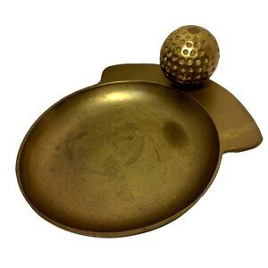 Windcurrent Collection Brass Trinket Change Dish Golf Ball Key Holder Golfer 6"
